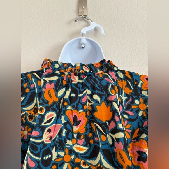 Cleobella Kaitlyn Floral Print Button Front Tassels Organic Cotton Blouse Small - Picture 9 of 16